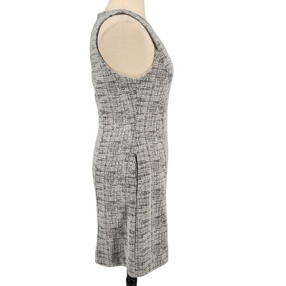 Tahari Black White Tweed Print Sleeveless Sheath Dress with Pockets Classic Fit - Picture 5 of 7